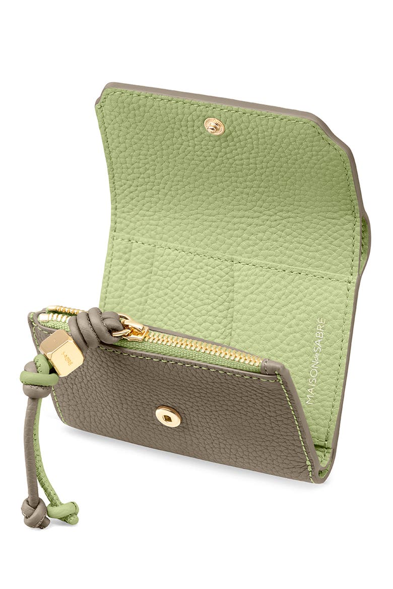 Leather Trifold Wallet, Alternate, color, Cashmere Matcha