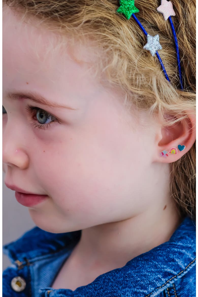 Kids' 25-Pack Rainbow Castle Stick-On Earrings, Alternate, color, PINK