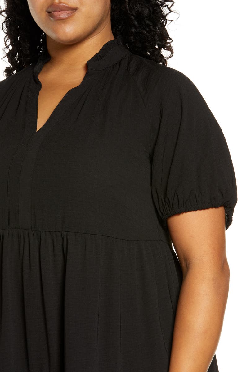 CeCe Tiered Ruffle Neck Dress, Alternate, color, Rich Black