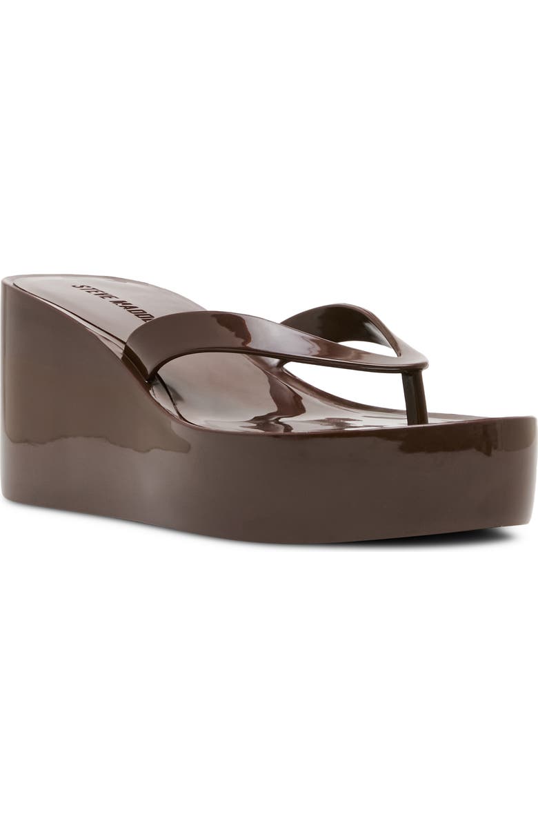 Steve Madden Jella Platform Wedge Flip Flop, Main, color, Dark Brown