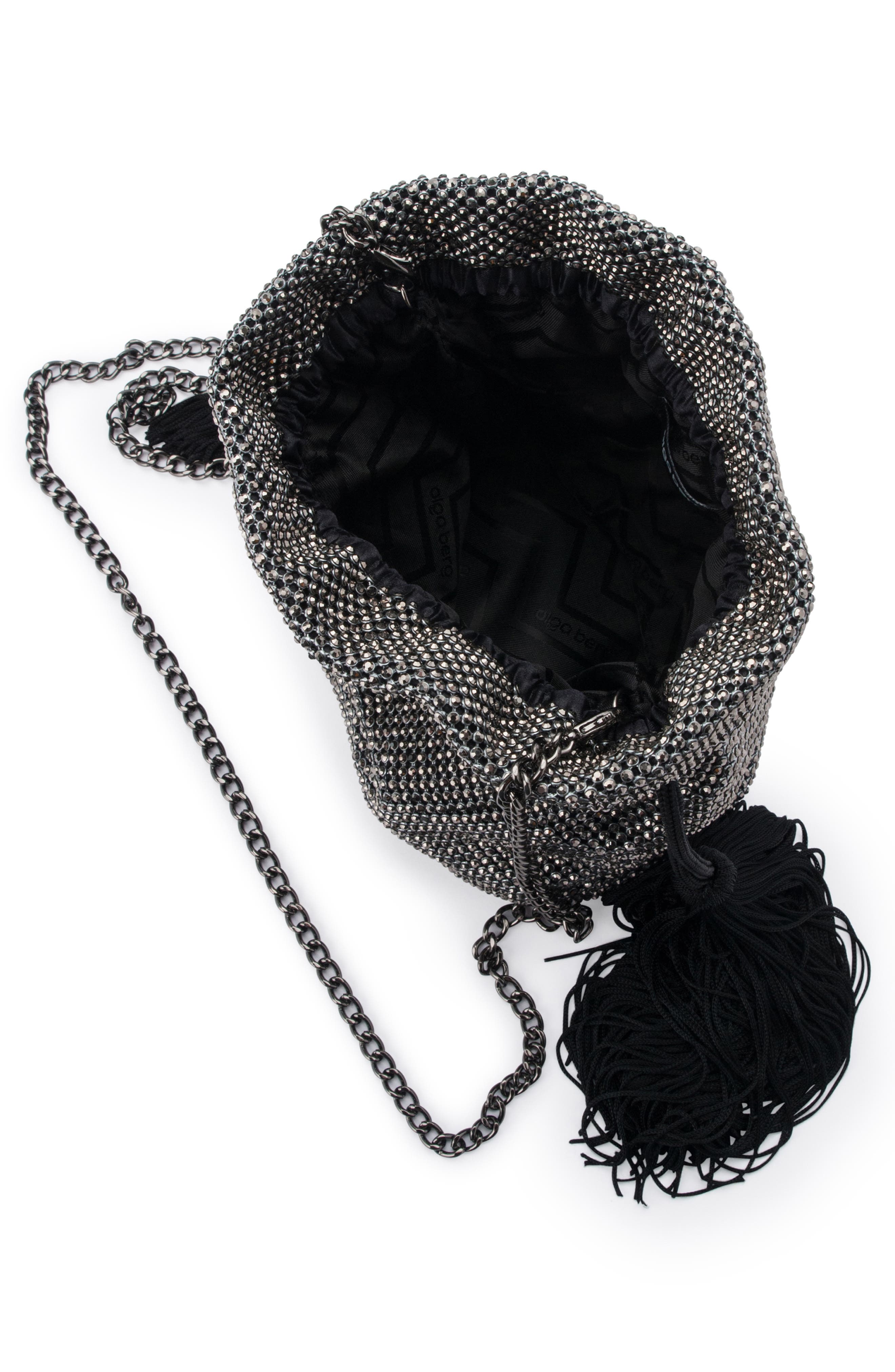 Olga Berg Karina Drawstring Crystal Mesh Bag, Alternate, color, 