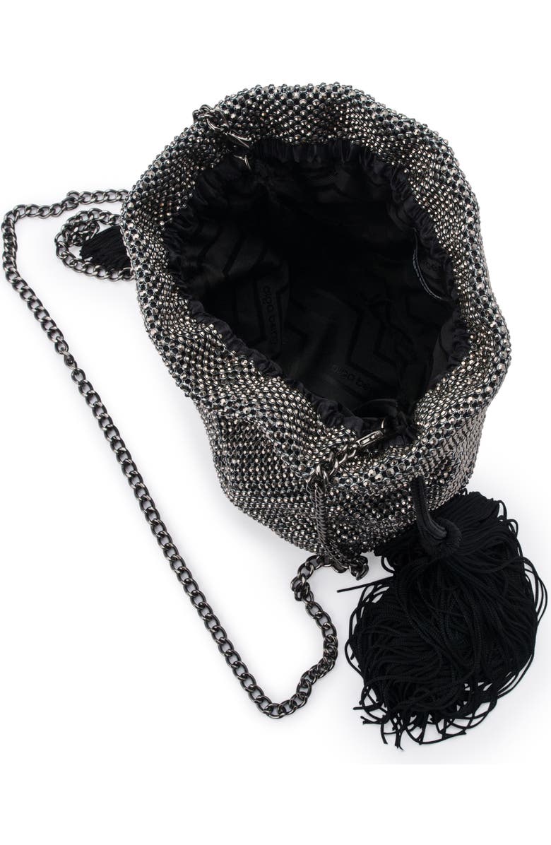 Olga Berg Karina Drawstring Crystal Mesh Bag, Alternate, color,