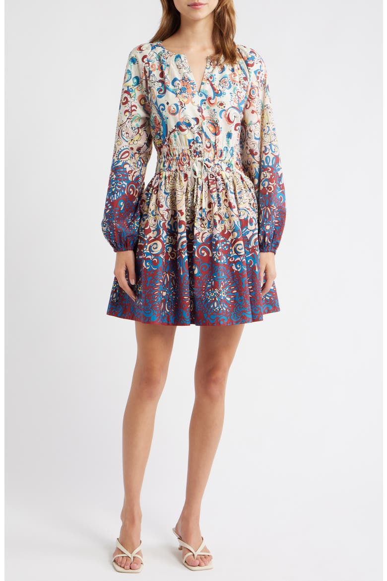 Noah Print Long Sleeve Fit & Flare Dress, Main, color, ANDREEVA OMBRE PRINT