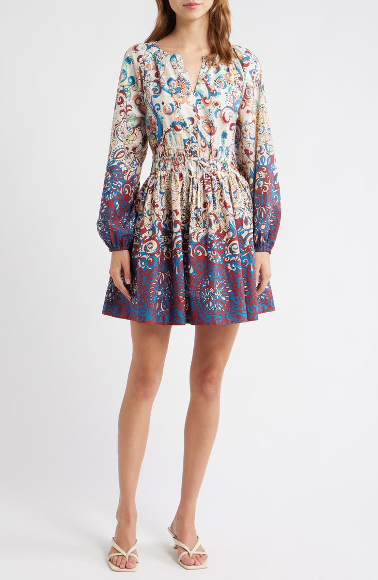 LOVE THE LABEL Noah Print Long Sleeve Fit
Flare Dress, Main, color, Andreeva Ombre Print