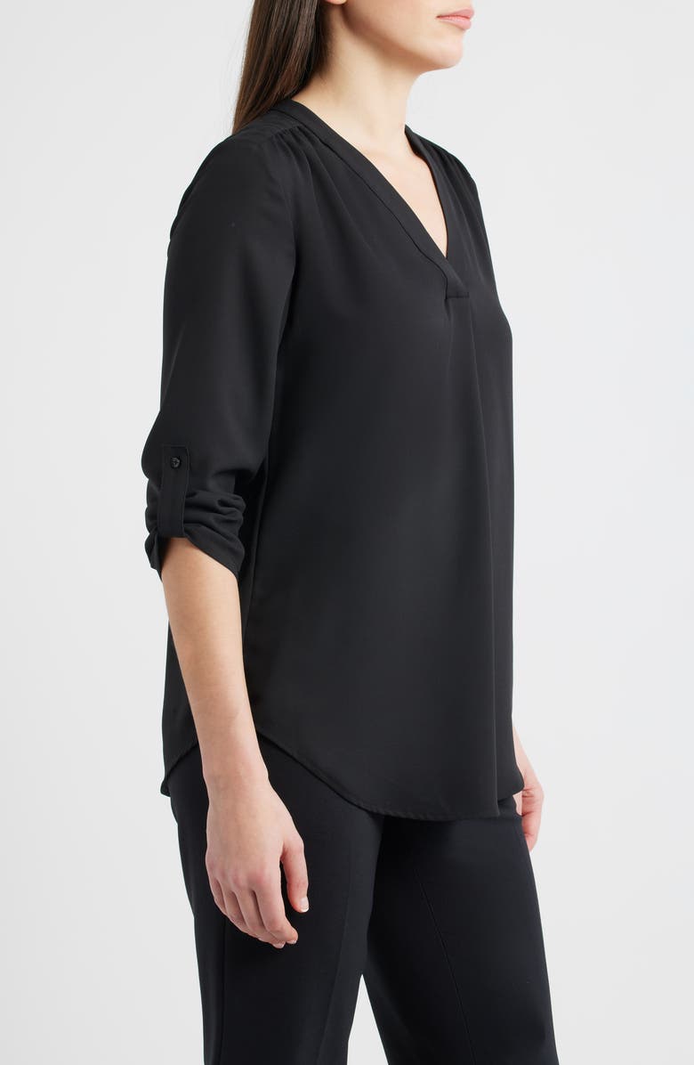 Anne Klein Roll Tab Tunic Top, Alternate, color, Anne Black
