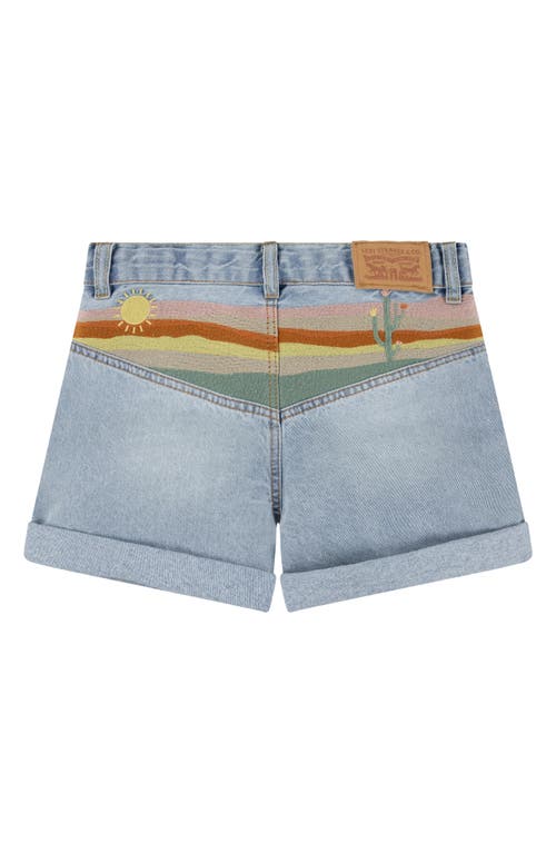 Shop Levi's Kids' Mini Mom Embroidered Denim Shorts In Desert Sky