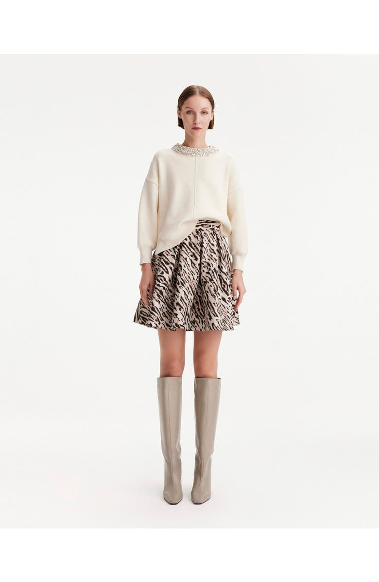 THEO The Label Tyche Jacquard Short Pleated Skirt, Alternate, color, 