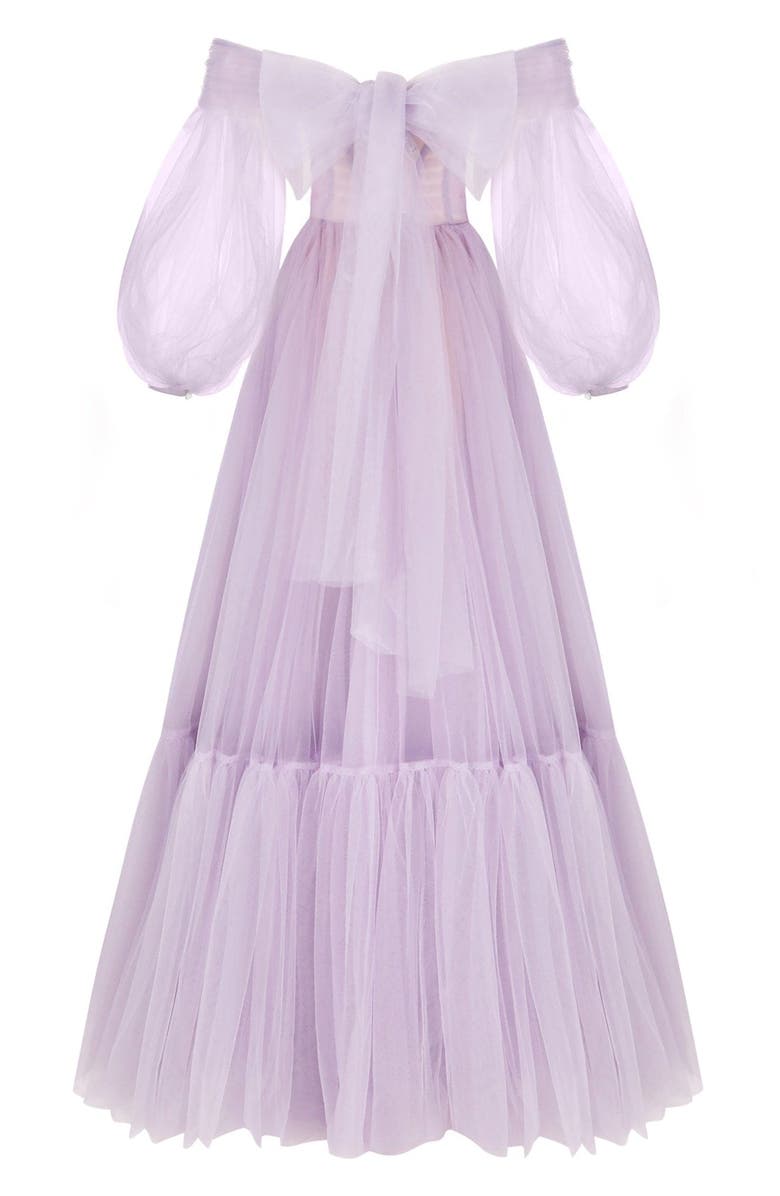 Milla Sheer Sleeves Maxi Tulle Dress, Alternate, color, Lavender