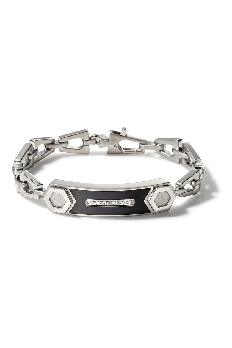 Stainless Steel & Diamond Bracelet - 0.08 CTW, Main, color, SILVER