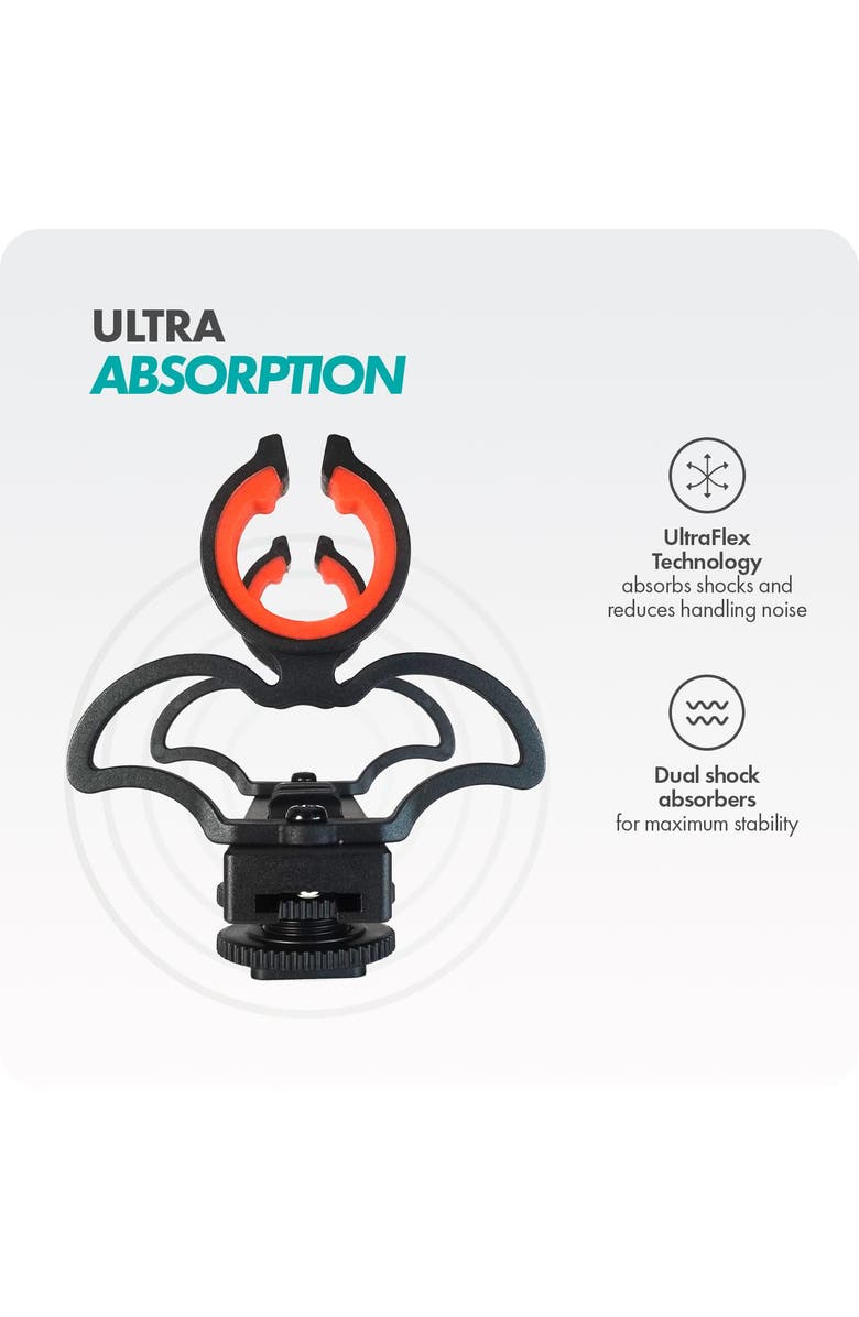 MOVO SM6 Ultraflex Premium Shockmount for Shotgun Microphones, Alternate, color, Black