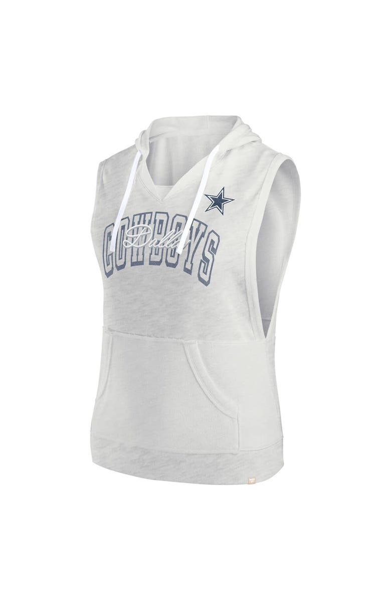 FANATICS Women's Fanatics Branded Oatmeal Dallas Cowboys Lounge Script Sleeveless V-Neck Pullover Hoodie, Alternate, color, Oatmeal