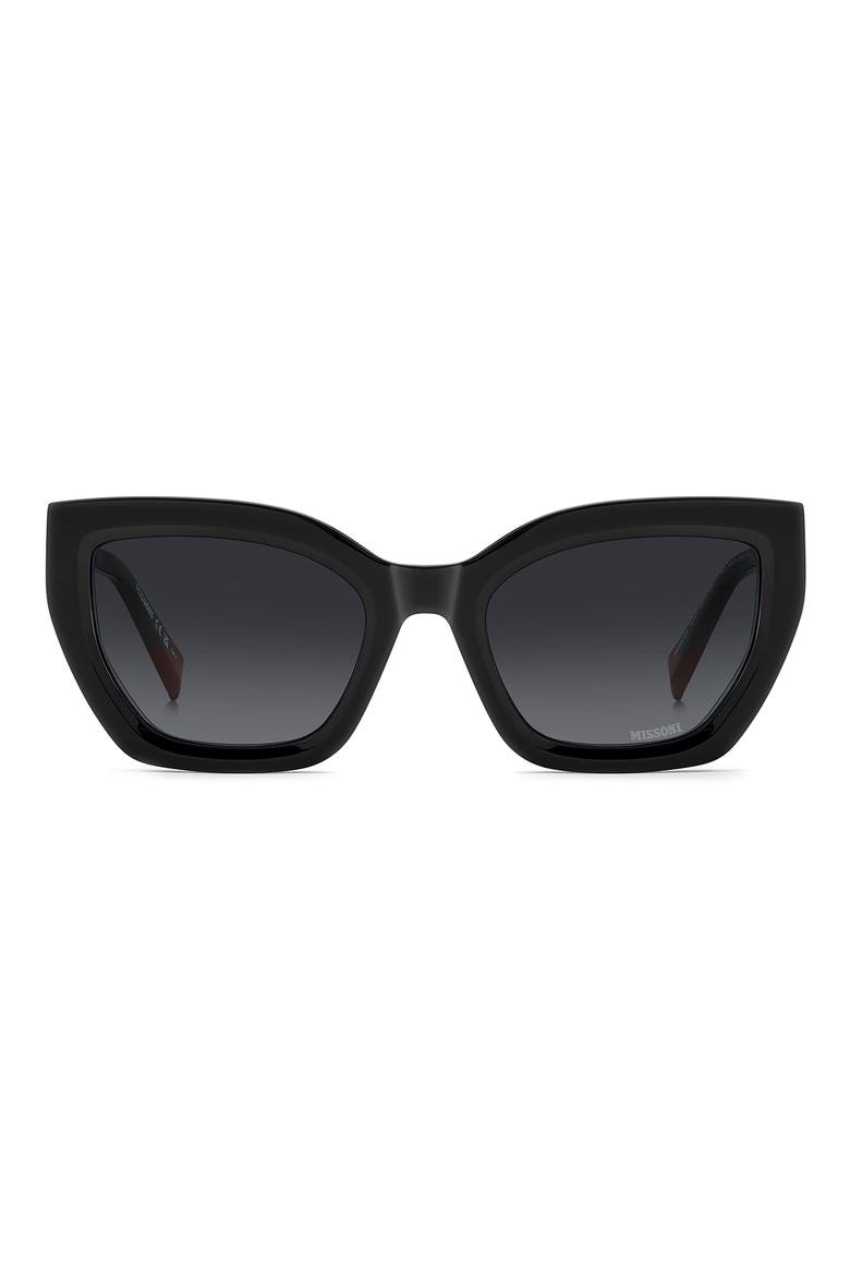 53mm Gradient Rectangular Sunglasses, Main, color, BLACK/ DARK GREY SF