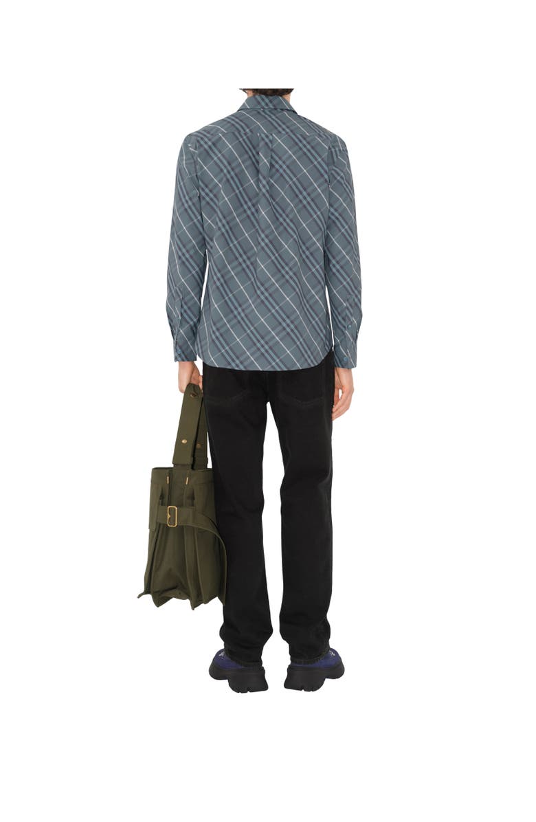 Burberry Regular Fit Check Cotton Shirt, Alternate, color, Pewter