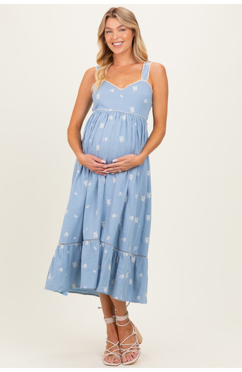 PinkBlush Vintage Floral Smocked Midi Dress, Alternate, color, Light Blue