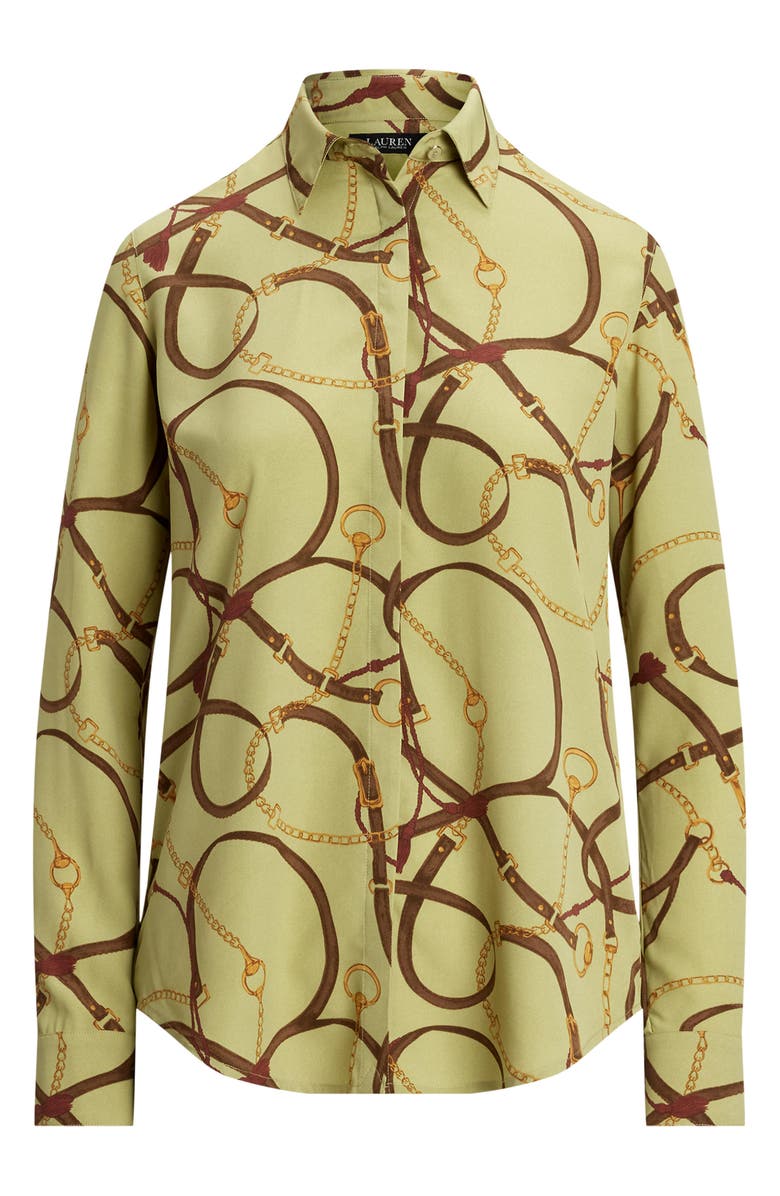 Lauren Ralph Lauren Classic Print Belting Print Crepe Button-Up Shirt, Alternate, color, 