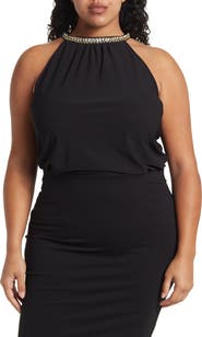 BY DESIGN Rhinestone Trim Mock-Neck Blouse