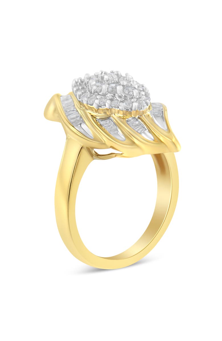 Haus of Brilliance 10K Yellow Gold Plated Silver 3/4 Cttw Diamond Cocktail Ring, Alternate, color, Yellow Gold Over Silver