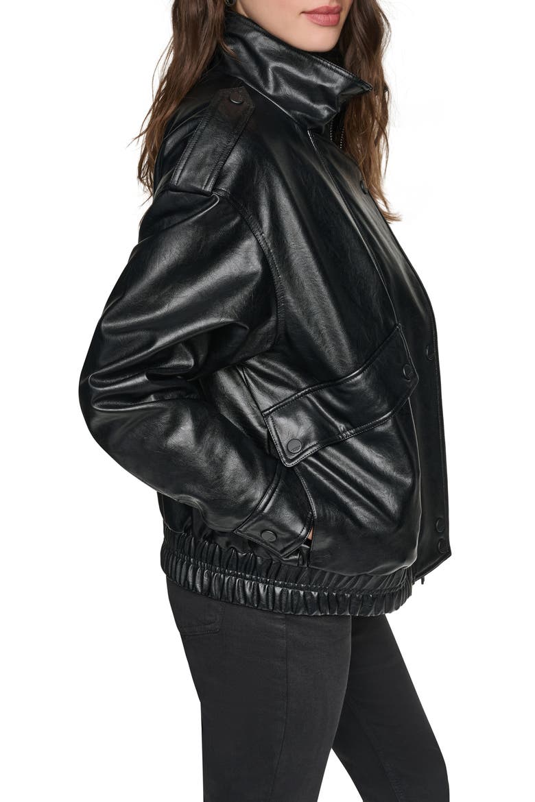 Sorbow Relaxed Faux Fur Lined Bomber Jacket, Alternate, color, BLACK
