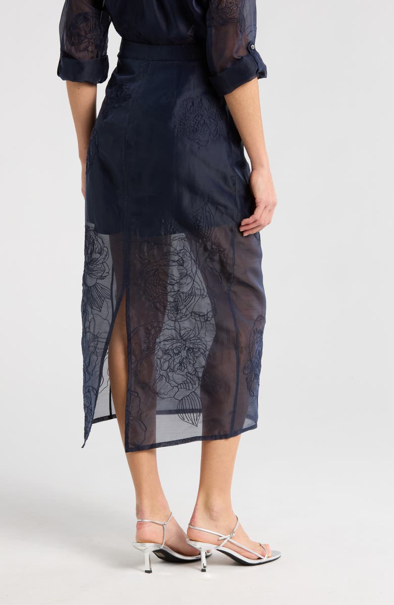 Cinq à Sept Etta Floral Embroidered Maxi Skirt, Alternate, color, Navy
