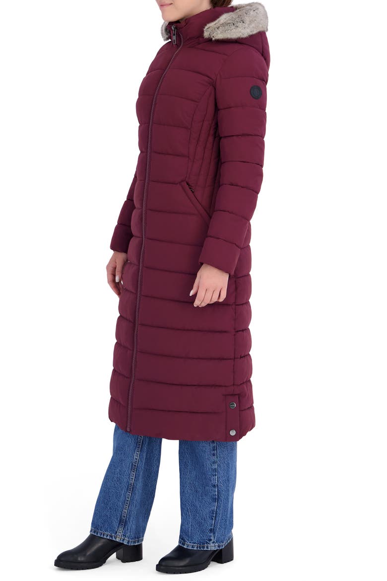 Water Resistant Faux Fur Trim Longline Puffer Coat, Alternate, color, PRY