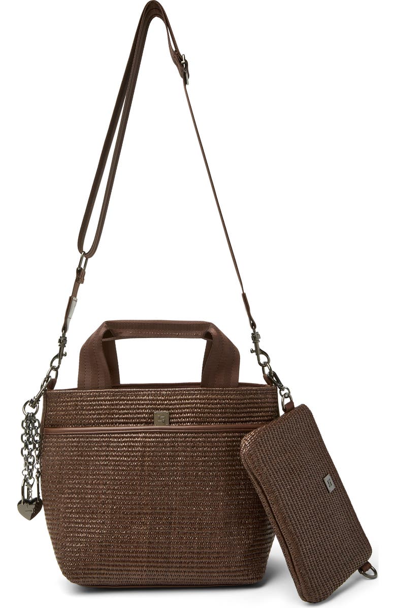 THINK ROYLN Escape Raffia Crossbody Bag, Alternate, color, Espresso Raffia W/ Trim