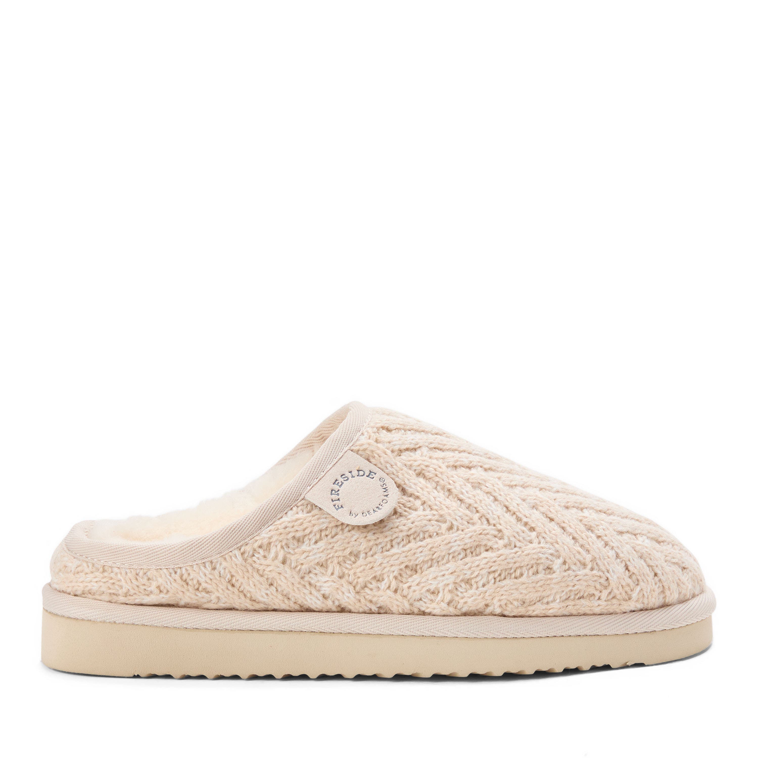 DEARFOAMS Fireside Greta Genuine Shearling Knit Clog Slipper, Alternate, color, Bone