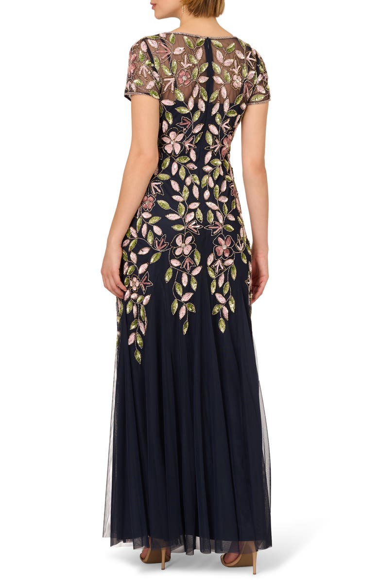 Adrianna Papell Vine Embellished Trumpet Gown, Alternate, color,