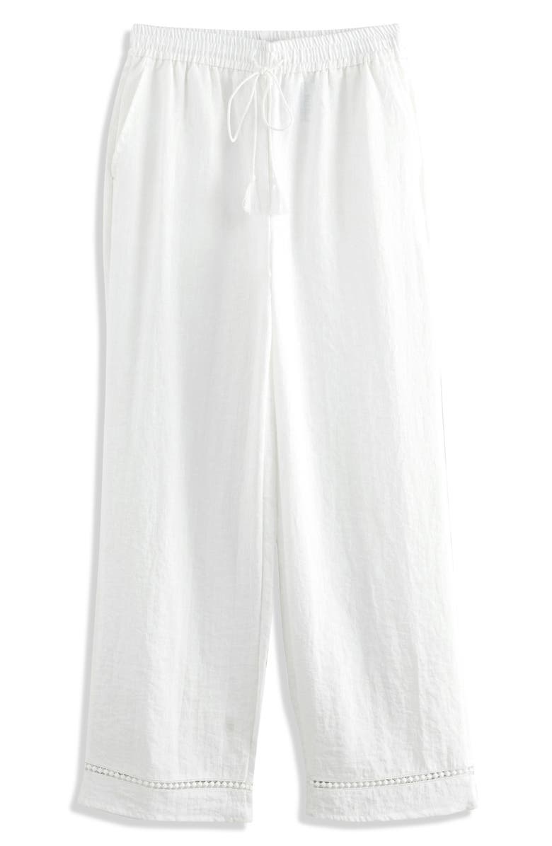 NEXT Crinkled Tie Waist Wide Leg Pants, Alternate, color, White