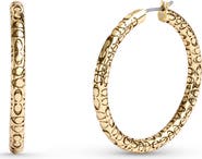 COACH Quilted C Crystal Medium Hoop Earrings