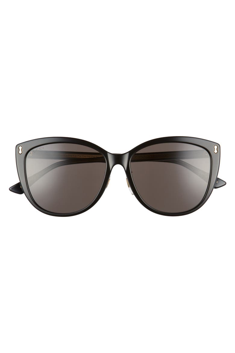 58mm Cat Eye Sunglasses, Alternate, color, BLACK