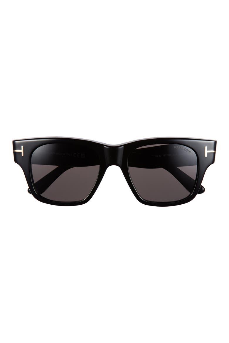 Caine 53mm Square Sunglasses, Main, color, SHINY BLACK / SMOKE