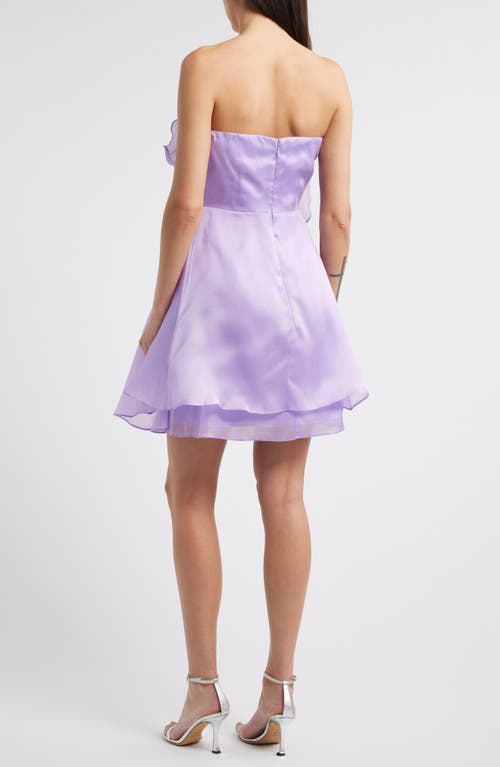 Sonya Moda Rosa Strapless Silk Organza Cocktail Dress In Lilac