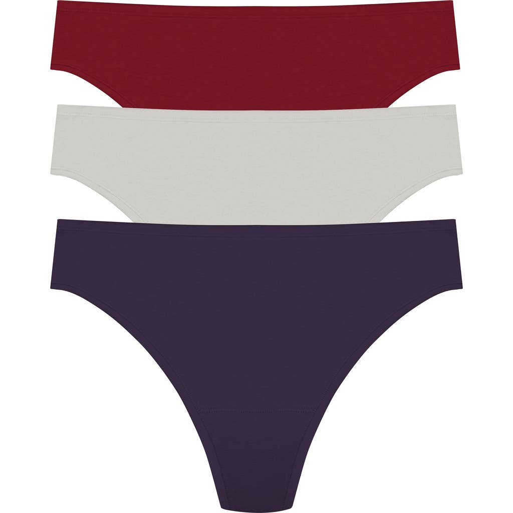 Natori Bliss Bare Cotton Thong 3-pack In Multi