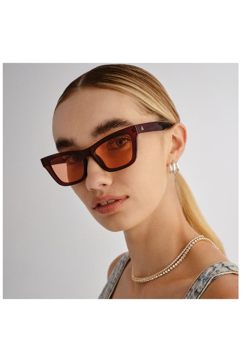 Amplitude 52mm Cat Eye Sunglasses, Alternate, color, CHERRY / CINNAMON TINT