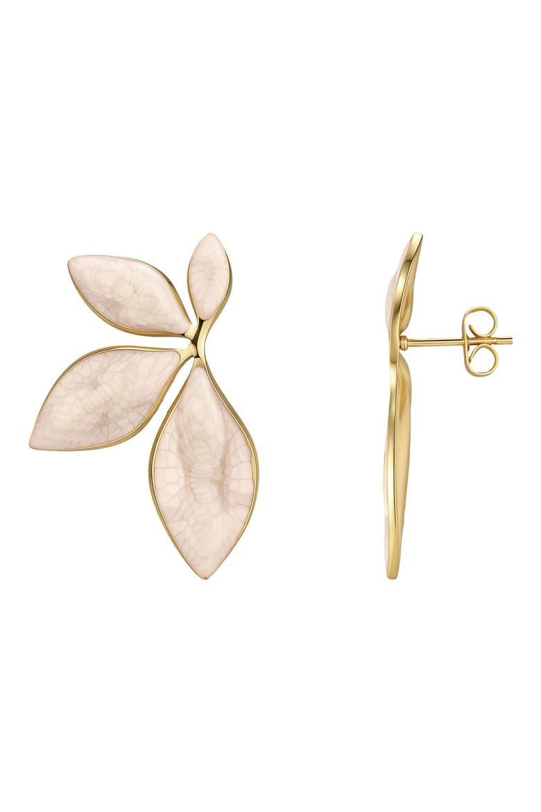 18k Gold Plated Floral Earrings, Alternate, color, GOLD/ WHITE