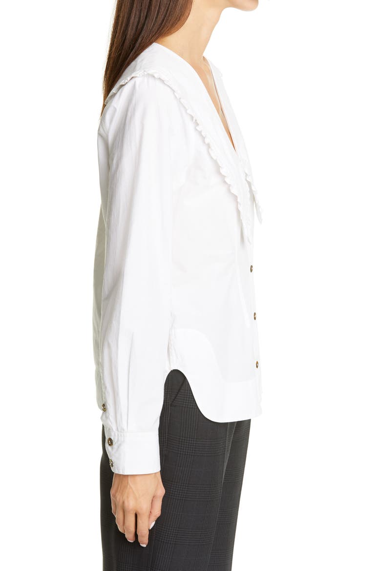 Ruffle Collar Cotton Poplin Shirt, Alternate, color, BRIGHT WHITE