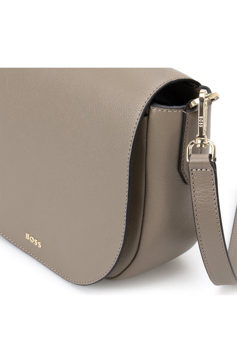 HUGO Alyce Flap Leather Crossbody Bag, Alternate, color, Medium Brown