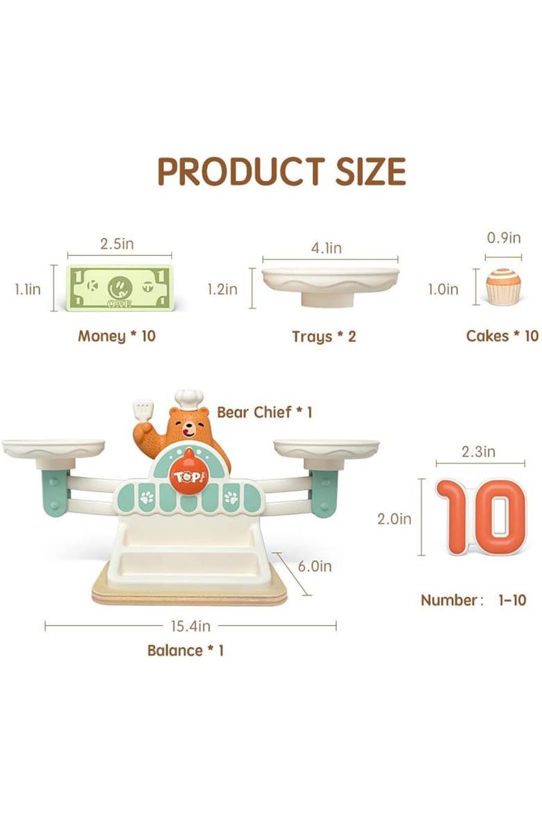 Kids Balance Math Game Educational Counting Toy, Alternate, color, Multicolor