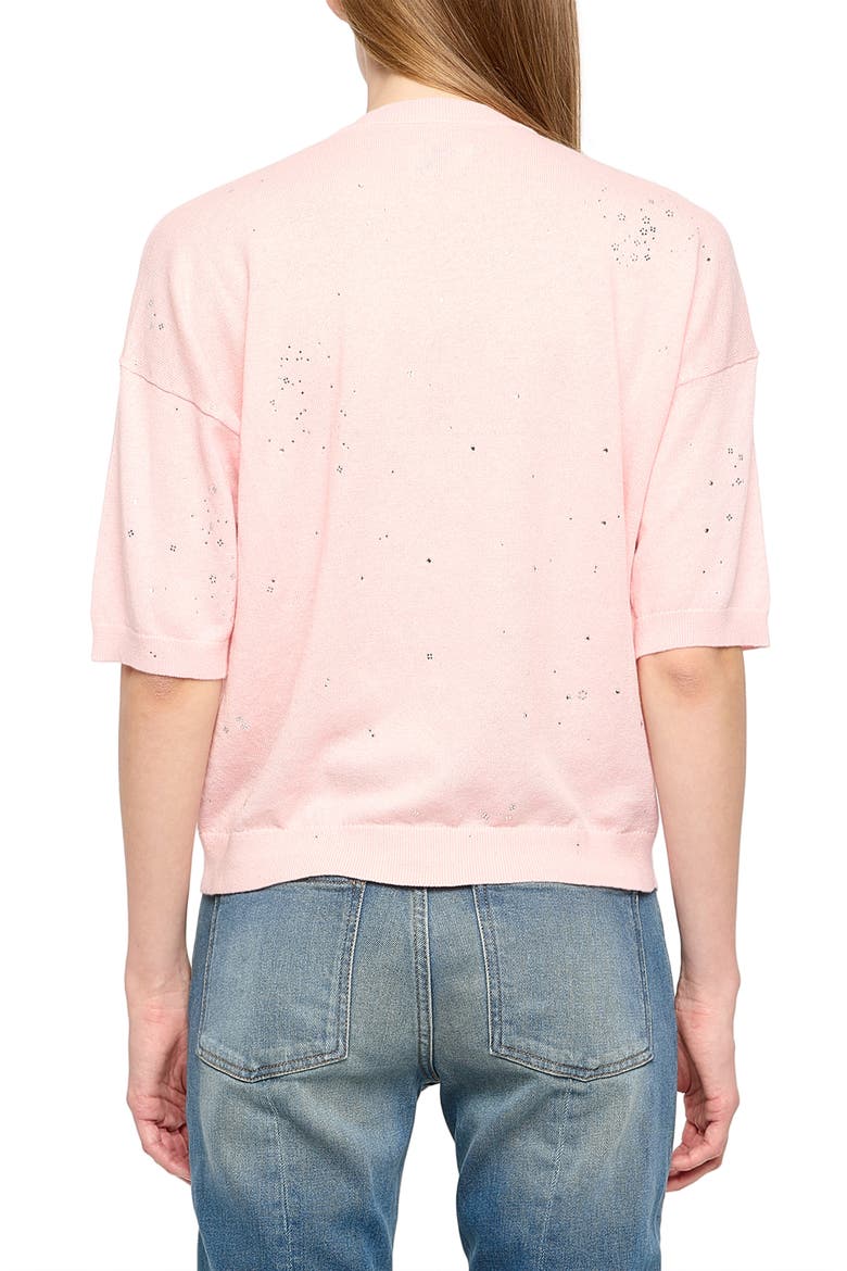 Wully Lico Embellished Linen Blend V-Neck Sweater, Alternate, color, BEBE