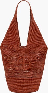 ANINE BING Leah Logo Hobo Raffia