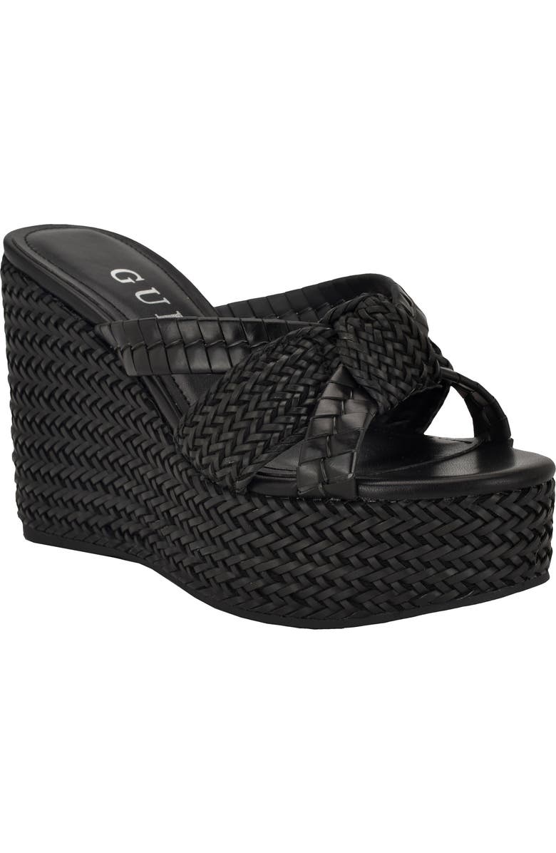 GUESS Eveh Platform Wedge Sandal, Main, color, Black