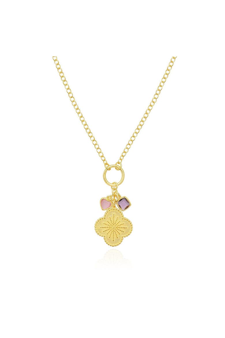 Clover Charm Necklace, Main, color, Gold-Plated Sterling Silver