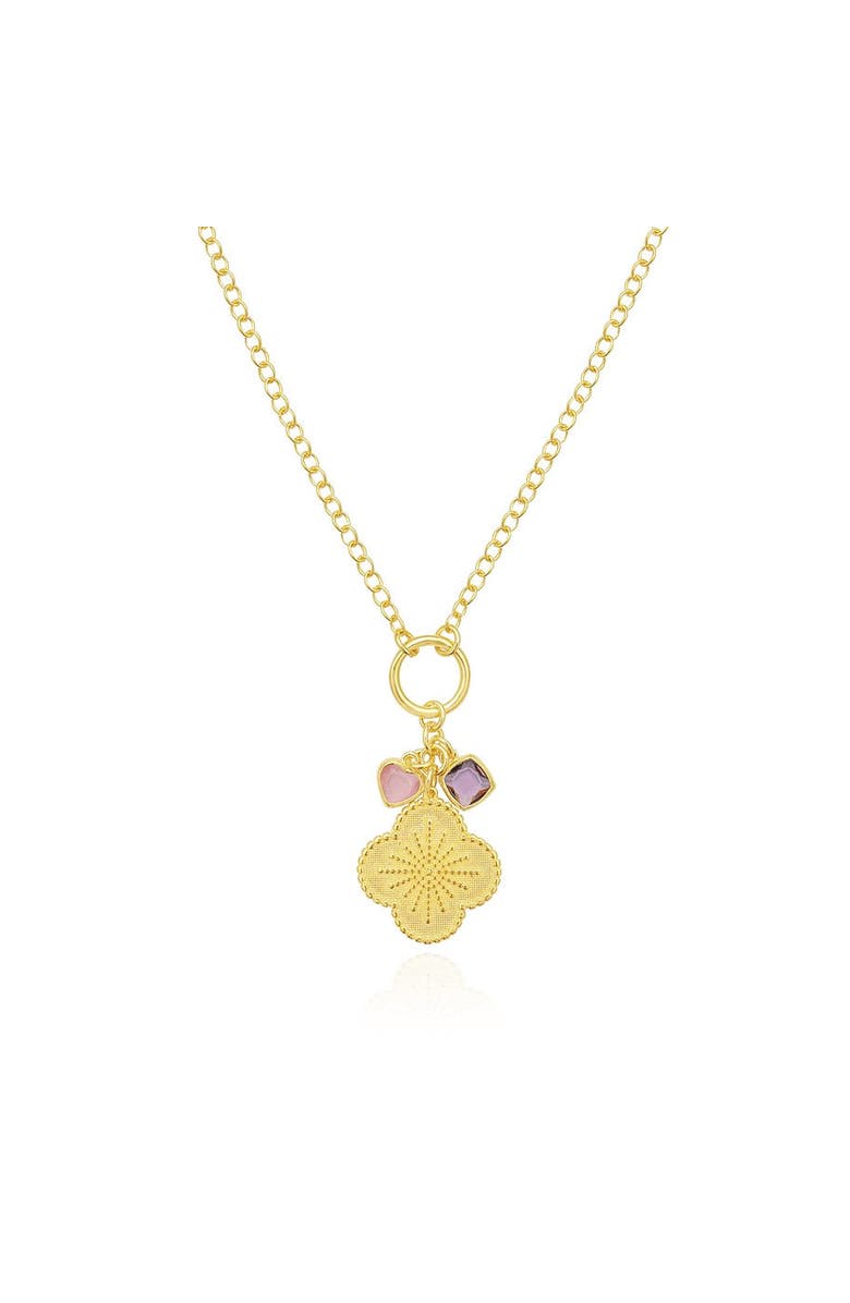 The Lovery Fine Jewelry Clover Charm Necklace, Main, color, Gold-Plated Sterling Silver