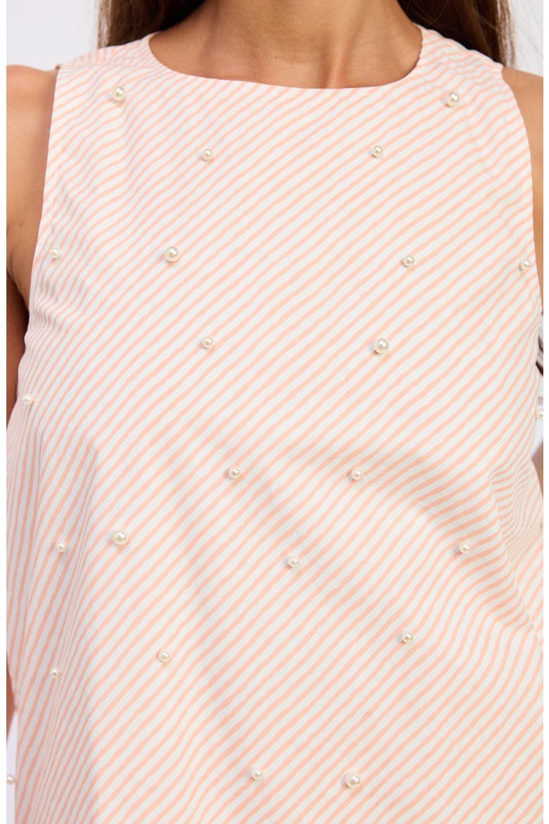 Aurora Bubble Hem Faux Pearl Minidress, Alternate, color, PEACH IVORY
