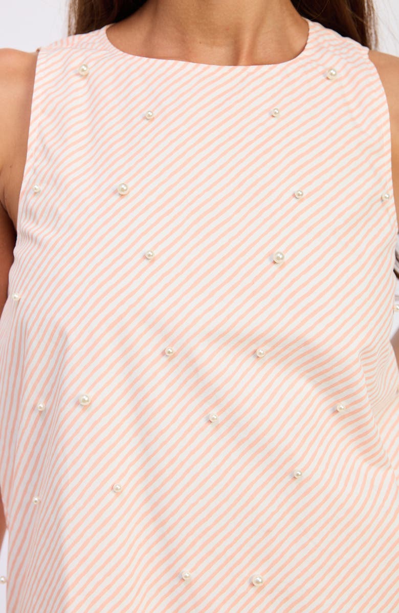 En Saison Aurora Bubble Hem Faux Pearl Minidress, Alternate, color, Peach Ivory
