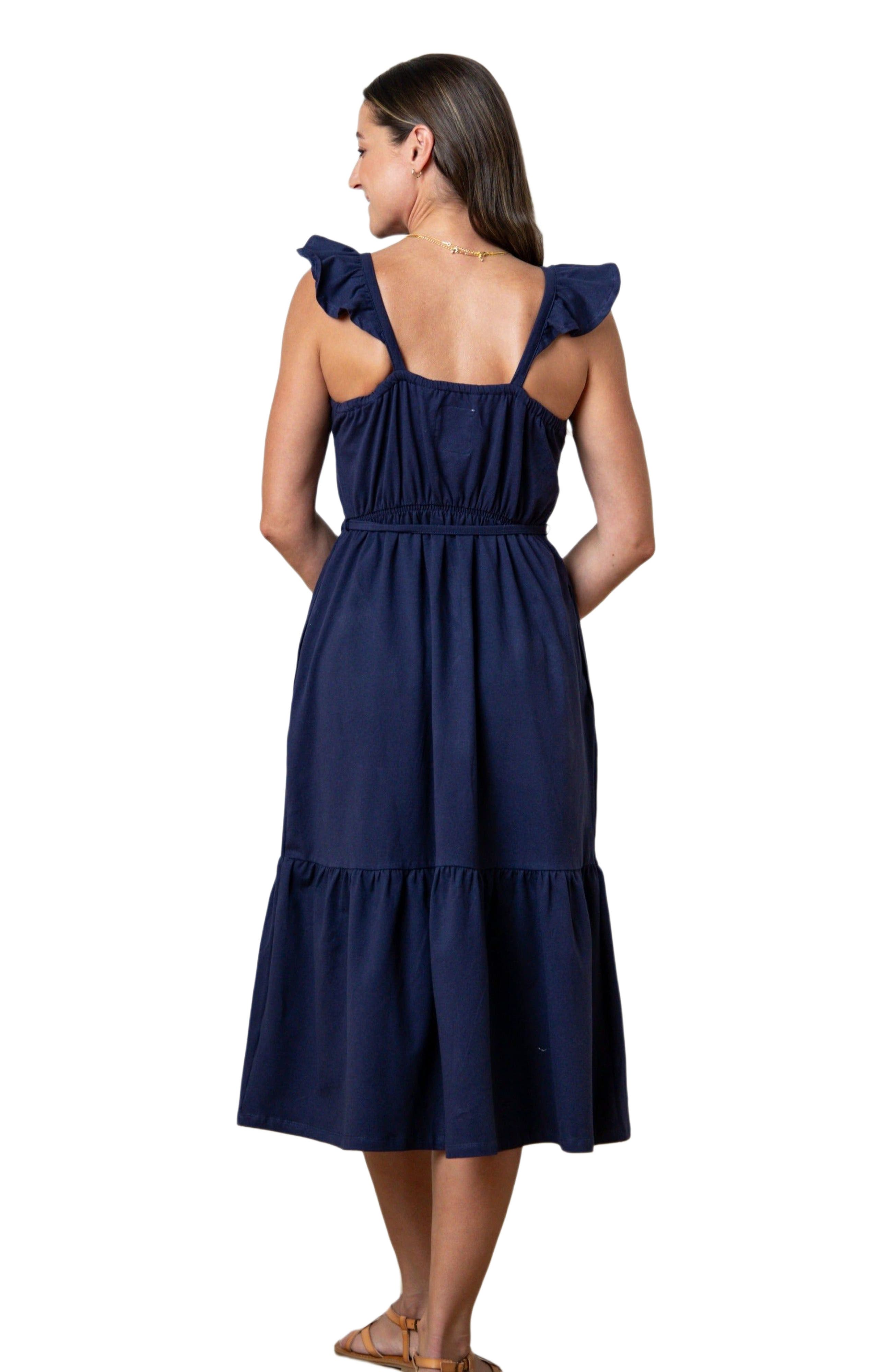 selected Navy Flutter Sleeve