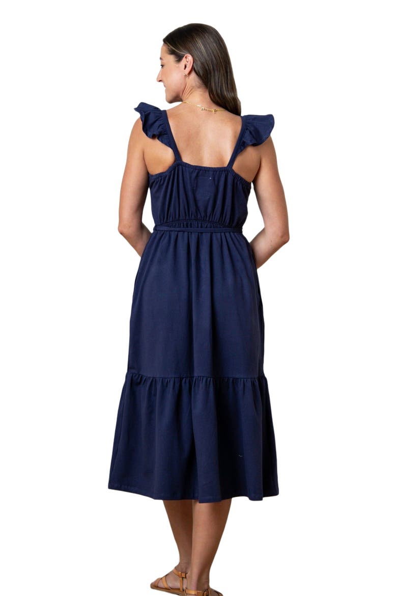 Women's Organic Knit Flounce Dress, Main, color, Navy Flutter Sleeve