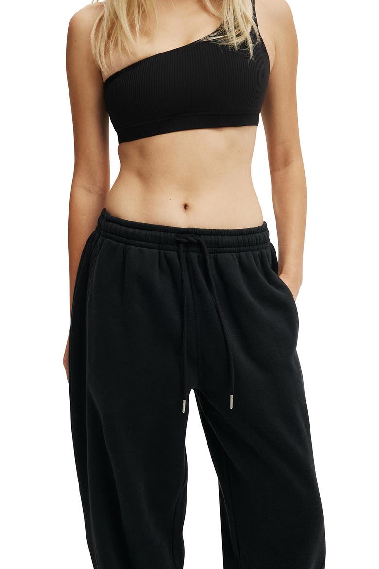 Women's Active Plush Essential Barrel Sweatpant, Alternate, color, Black