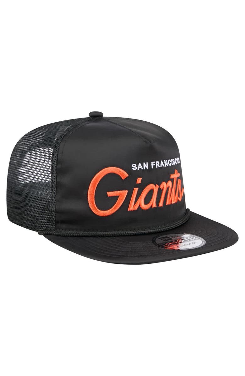 New Era Men's New Era Black San Francisco Giants Retro Satin Script Golfer Adjustable Hat, Alternate, color, 