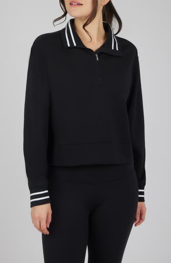 Yogalicious Georgetown Scuba Knit Half-zip Pullover In Black